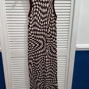 Warm fuzzy Wild Fable Brown and White Geometric Maxi Dress